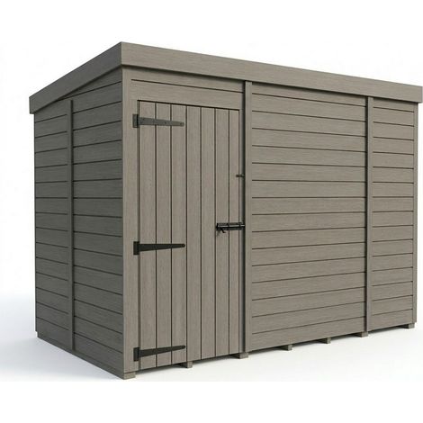 5ft x 9ft Composite Pent Garden Shed Single Door No Windows - Composite - L152 x W274 x H210 cm - Grey