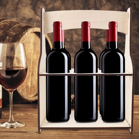 Hölzerner Flaschenhalter mit 6 Löchern für Bier, Rotwein und Bar (1/5)