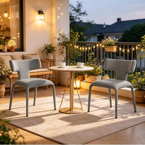 Chaise de salle à manger 53x53x78 cm en lin gris, design moderne pour salle à manger FloraGrace (1/5)