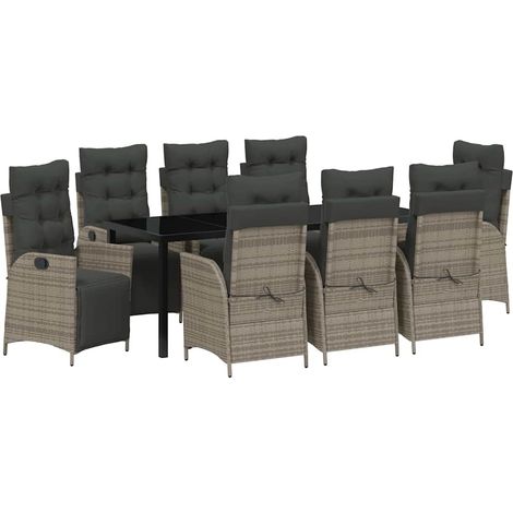 Maison Exclusive - Set da Pranzo per Giardino con cuscino 9 pcs Grigio polyrattan