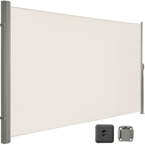 Seitenmarkise, Rahmen aus Vollaluminium, 160 x 400 cm, ausziehbar Markise, Sichtschutz, seitliche Vordächer, Balkone, Terrassen, Garten, Sonnenschutz, Seitenrollo,LARMNEE EBE164BP02