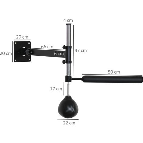 Supporto da boxe da muro con speed ball 360°, pieghevole, altezza regolabile, acciaio nero OKMYHOME (1/5)