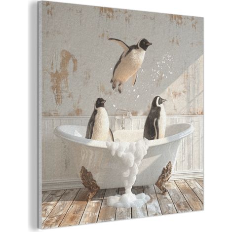 CUADRO ACÚSTICO Vintage - Pingüino - Bañera - Espuma Cuadros Decoracion Salon Modernos 90x90 (1/5)