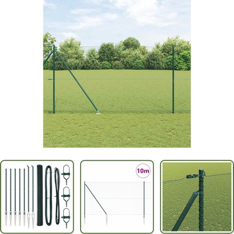 Poteaux de clôture - Poteau de clôture. Vert 10 x 1,6 m (maille de 13 mm) (1/5)