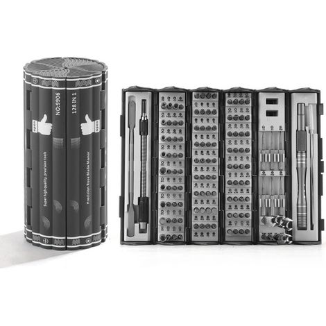 Jeu de tournevis compact 128 en 1, tournevis manuel multifonctionnel, jeu de tournevis magnétique avec tige flexible