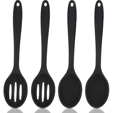 Cuillère À Mélanger Et À Égoutter En Silicone - Résistant À La Chaleur Jusqu'à 250 °C - Pour Cuisine Et Pâtisserie - Lot De 4 (1/5)