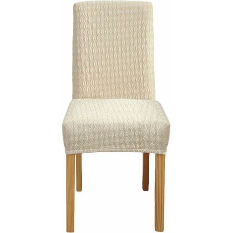 Thick Stretch Chair Cover Knitted Jacquard Dining Chair Cover Multifunctional All-Inclusive Dining Chair Cover Modern Minimalist Chair Protective Cover Suitable For Hotel Venue Wedding Sceneㄗ1pack,Bei (1/5)