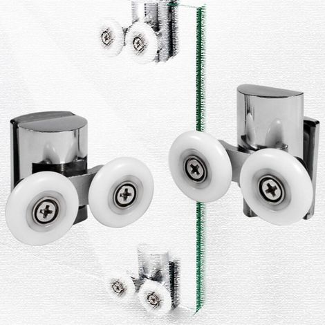 Roulettes de porte de salle de bain de 23 mm, roulettes de fixation de porte de douche multifonctions, roulettes de porte en verre, roulette de salle de bain double pivotante pour porte coulissante en (1/5)