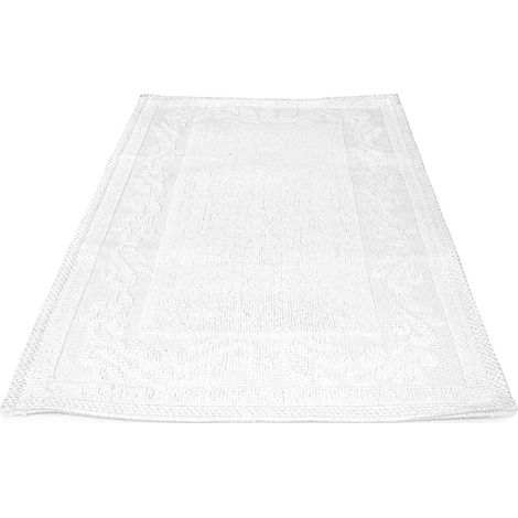 Tappeto Casa Bagno/Cucina Cotone Tinta Unita Disegno Annette Colore Bianco, misura50x80coloreBianco (1/2)