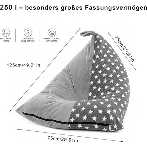 Extra Large Kids Bean Bag Chair No Stuffing Stuffed Toy Storage 2 in 1 Large Capacity Foldable Canvas (Black White Stars) (1/3)