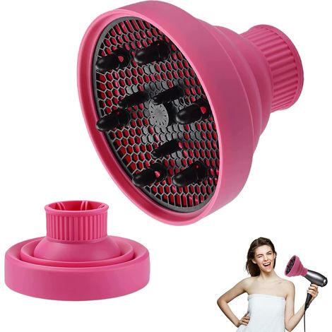 Diffuseur d'Air Chaud pour Cheveux Bouclés,Diffuseur de Cheveux Universel Pliable,Accessoire Pour Embout Diffuséur Seche Chevéux,Pour Coiffer Les Cheveux Bouclés ou Ondulés (1/5)