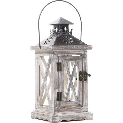 Lanterne en Bois Bougeoir Vintage Lanternes à Bougie Décorative pour Rustique Mariage Centre de Table Suspendu Lanterne Ferme Décor à la Maison Intérieur et Extérieur Lanterne Décor 28cm (1/5)