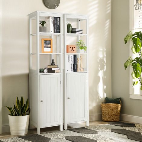 Armario alto estrecho de 5 niveles con estante de 3 posiciones 40 x 32 x 1615 cm blanco (1/5)