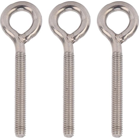 Lot de 10 boulons à œil de levage en acier inoxydable 304 argenté M6x73 avec crochets et vis pour fixation par écrou à œil (1/5)