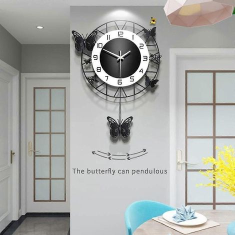 Grande horloge murale décorative en métal 3D, silencieuse, à quartz, avec chiffres arabes, pour salon, cuisine ou autre pièce, 38 cm (14,9 pouces). (1/5)