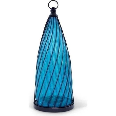'Lámpara solar - GARDEN ID Cúpula Azul - Ø17 H40 cm - Autonomía 6-8h - Botón encendido/apagado - Batería AA recargable.'