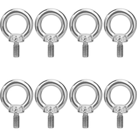 Boulons à Oeil M5 Anneau de Levage Boulon à œil Anneaux Filetage Vis en Acier Inoxydable 304 pour Fixer des Suspendus Relier 8 Pièces (1/5)