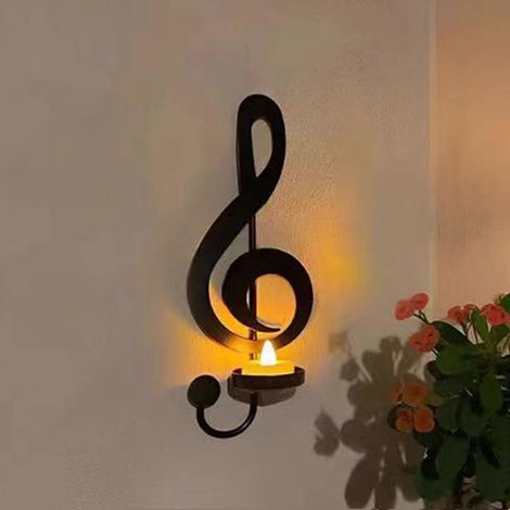 4PC Black Music Note Wall Sconce Music Note Candle Holder Wall Decor Musical Note-Style Candle Holders, Hanging Wall Signs Music (1/5)