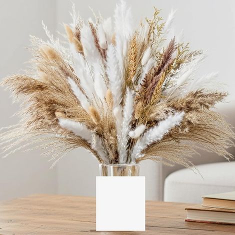 95 Pièces Pampa Séchées Naturelles Décoration, Bouquet Fleurs Séchées Duveteuses Blé pour Rustique Boho Table Maison Mariage Décor d’Hiver (1/5)