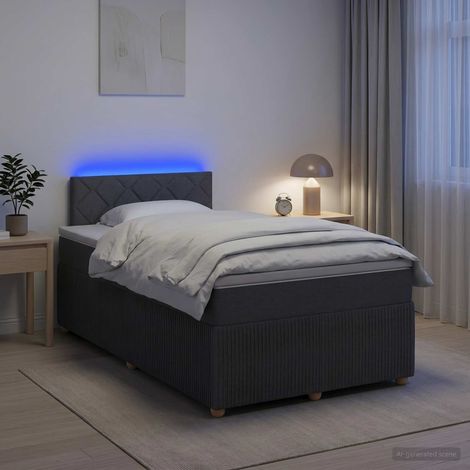 vidaXL Lit boxspring avec matelas Gris foncé 120 x 200 cm Tissu (1/5)