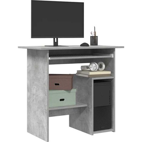 Vidaxl – Bureau droit en bois d'ingénierie 80x45x74 cm – Couleur gris béton – Étagère ouverte pour PC – Facile à nettoyer