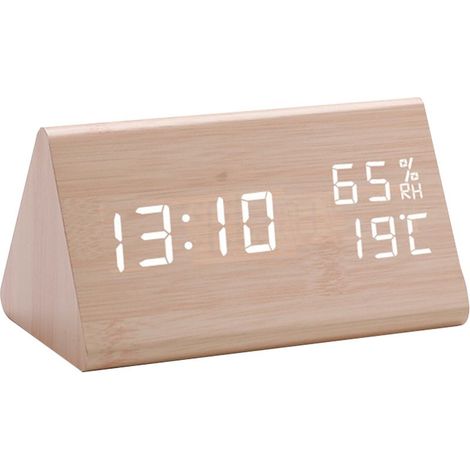 Horloge en bois - Bois noir, lumière blanche - Triangle (1/5)