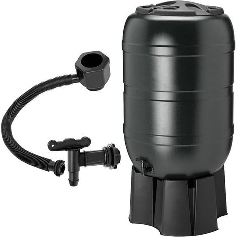 210 Litre Large Black Water Butt Rain Collector Complete With Stand, Filler, Tap & Lockable Lid