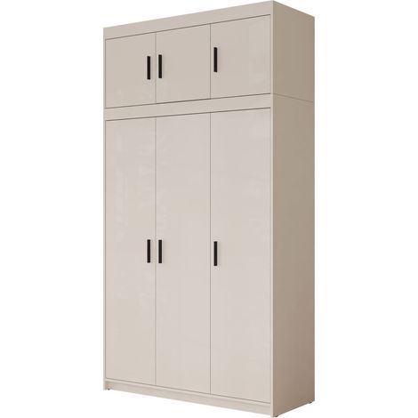 Armoire Novduni 104, Beige, 246x133x53cm, Portes d'armoire: Avec des charnières, Nombre d'étagères: 7