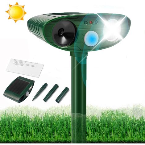 Répulsif solaire extérieur étanche à ultrasons pour animaux avec ultrasons, capteur de mouvement et répulsif flash pour souris chien chat écureuil (1/2)