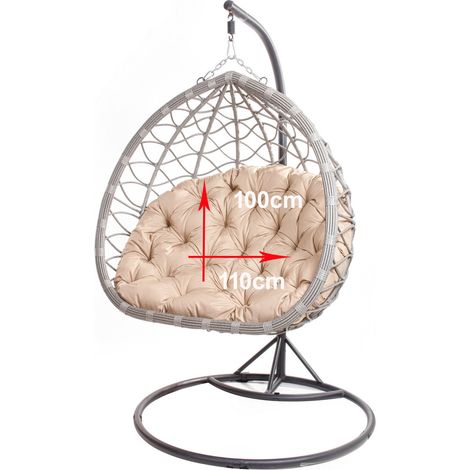 Coussins pour fauteuil berçant de jardin 110 x 100cm Coussin Fauteuil Suspendu Coussin fauteuil suspendu hamac Beige (1/2)