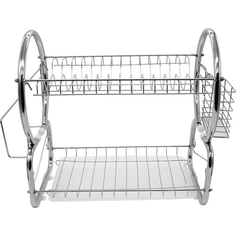 Escurridor de platos para fregaderos de cocina - porta platos para ahorrar espacio en la cocina - Plata