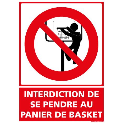 PANNEAU INTERDIT DE SE PENCHER AU PANIER DE BASKET (D1158) - Adhésif - 75 x 105 mm