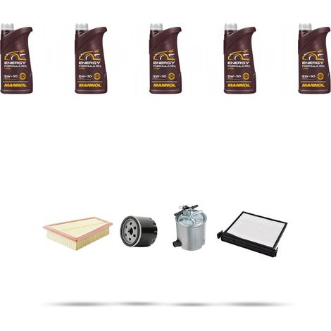 Kit tagliando 4 FILTRI e 5L OLIO compatibile con Renault Megane II 1.5 dci 78kw Dal 2005 (1/5)