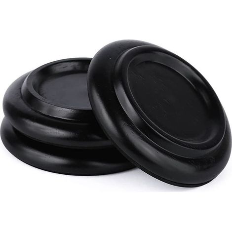 Lot de 3 tasses pour roulettes de piano à queue - En bois - Avec mousse antidérapante et anti-bruit - Pour piano à queue - Noir (1/5)