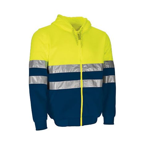 Sudadera con capucha bicolor de Alta Visibilidad BRANTFORD XXL Amarillo flúor / Azul marino orión (1/3)