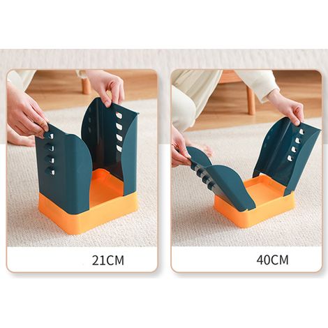 Support de Sac Poubelle Extensible en Plastique Grande Capacité pour Cuisine Salle de Bain Bleu et Jaune