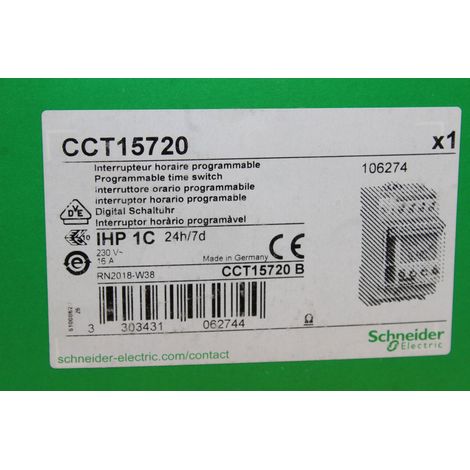 CCT15720 SCHNEIDER INTERRUPTEUR HORAIRE 24h/7j IHP 1C