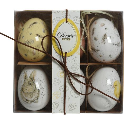 Kaemingk Deko Ei Ostern mit Jutehänger Polyresin 6er Set Figur