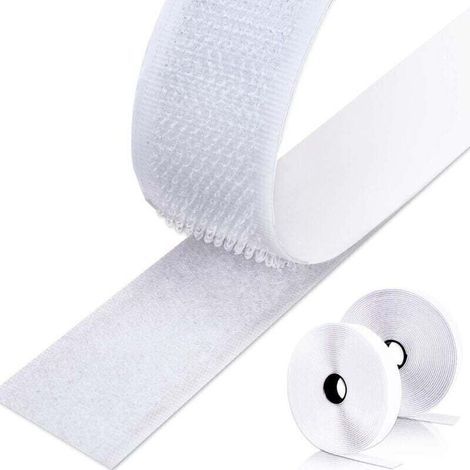 Bande Adhésive Double Face Velcro 8M Autocollant pour Tapis et Tentures Murales 20mm Blanc (1/4)