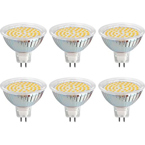 Ampoule GU5.3 LED 12V 5W Blanc Froid 6000K, Ø50mm, 120 Degrés, Équivalent GU5.3 35W 50W, 500LM, AC/DC 12V, Spot LED MR16 GU5.3 pour Cuisine/Salle de Bain/Armoire, Non-dimmable, lot de 6 (1/5)