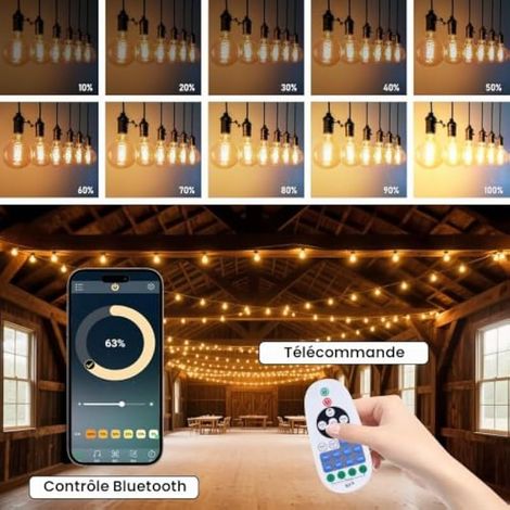 Variateur pour guirlandes lumineuses LED 1500 W avec télécommande, AC 220-240 V, interrupteur enfichable, prise variateur d'intensité pour barres lumineuses et lampes à intensité variable, Bluetooth + (1/3)
