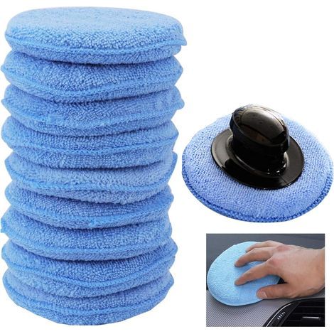 Microfiber Applicator Pads, 10-Piece Microfiber Wax Applicator, Car Wax Pad, Automotive Applicator Pads, for Cleaning Cars and Vehicles, Blue (1/5)