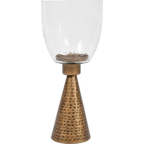 Sandbanks Iron and Hammered Glass Hurricane Small - L15.3 x W15.3 x H35.8 cm - Clear