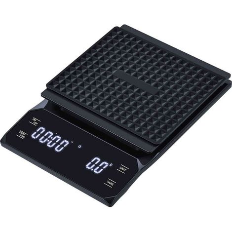 Balance digitale de cuisine étanche tactile 3kg 0.1g, avec minuterie. Pour café, pâtisserie, boutique - noir.