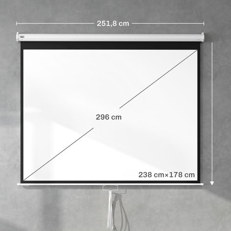Écran de Projection 120" 4:3, Toile HD 4K, Cadre Métallique, Hauteur Ajustable à la Main, 244x183 cm, Blanc (1/5)