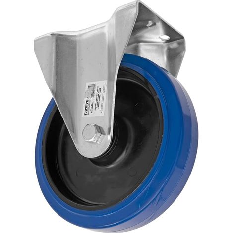 Roulette fixe en caoutchouc élastique Bleu Ø 200 mm