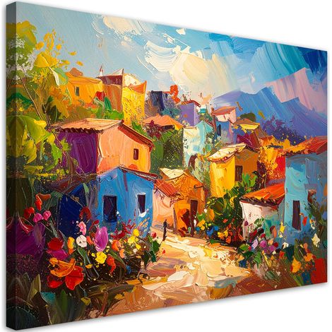 Bilder Abstraktion Bunte Häuser Imitation Farbe 45x30 (1/5)