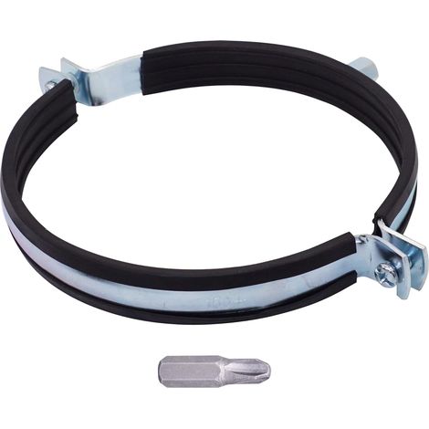 1 Collier De Serrage Tuyau 150 Mm Revêtement Caoutchouc Acier Zincé Montage Mur Plafond (1/5)