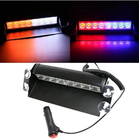 (Exclusivité Mexique) Gyrophare à ventouse rouge et bleue pour voiture, 8 LED, gyrophare avant, gyrophare arrière, câble à ressort, rouge et bleu (1/5)