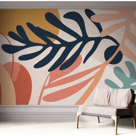 Papier peint adhésif autocollant pour salon chambre à coucher tendance et originale Motifs feuillus 312x219 cm (1/5)
